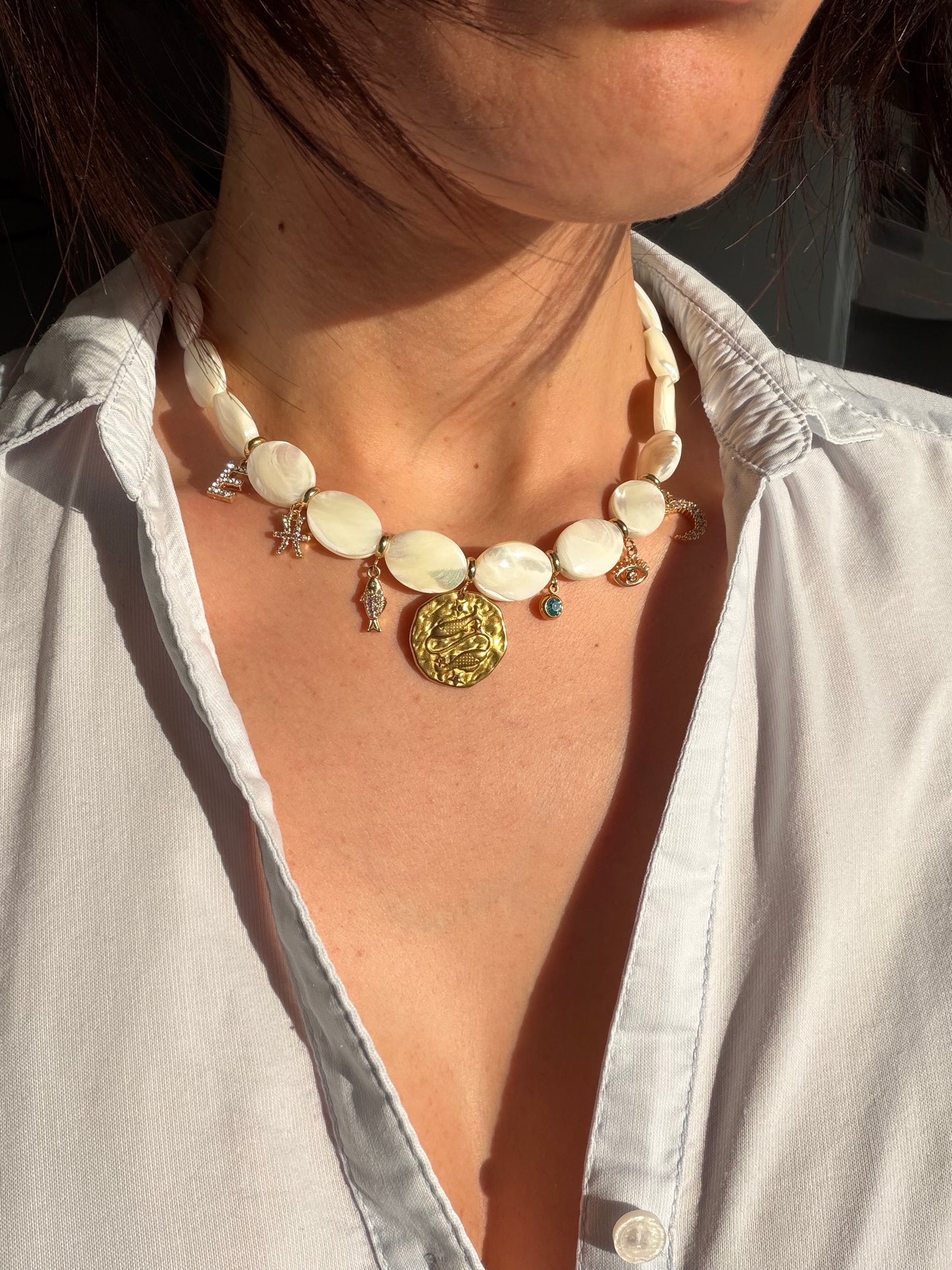 Collier talisman Poissons avec charms symboliques