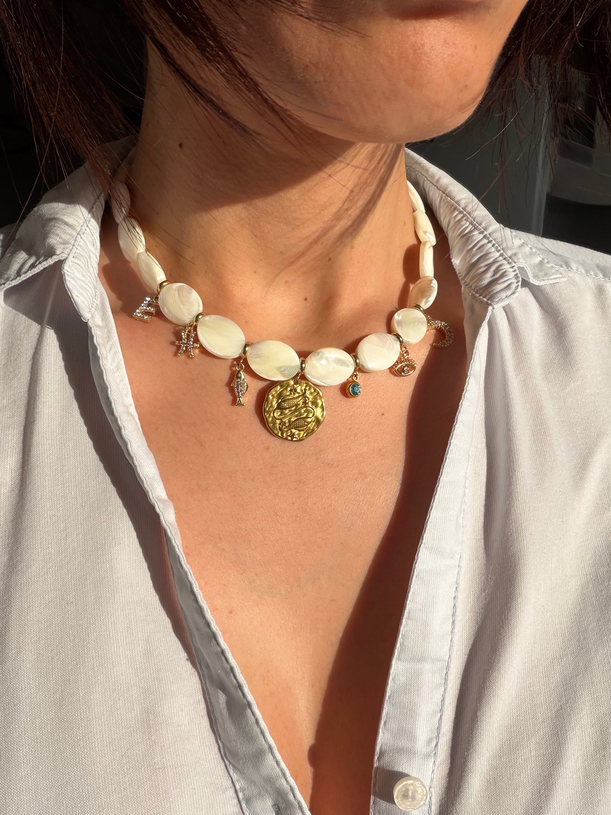 Collier talisman Poissons avec charms symboliques