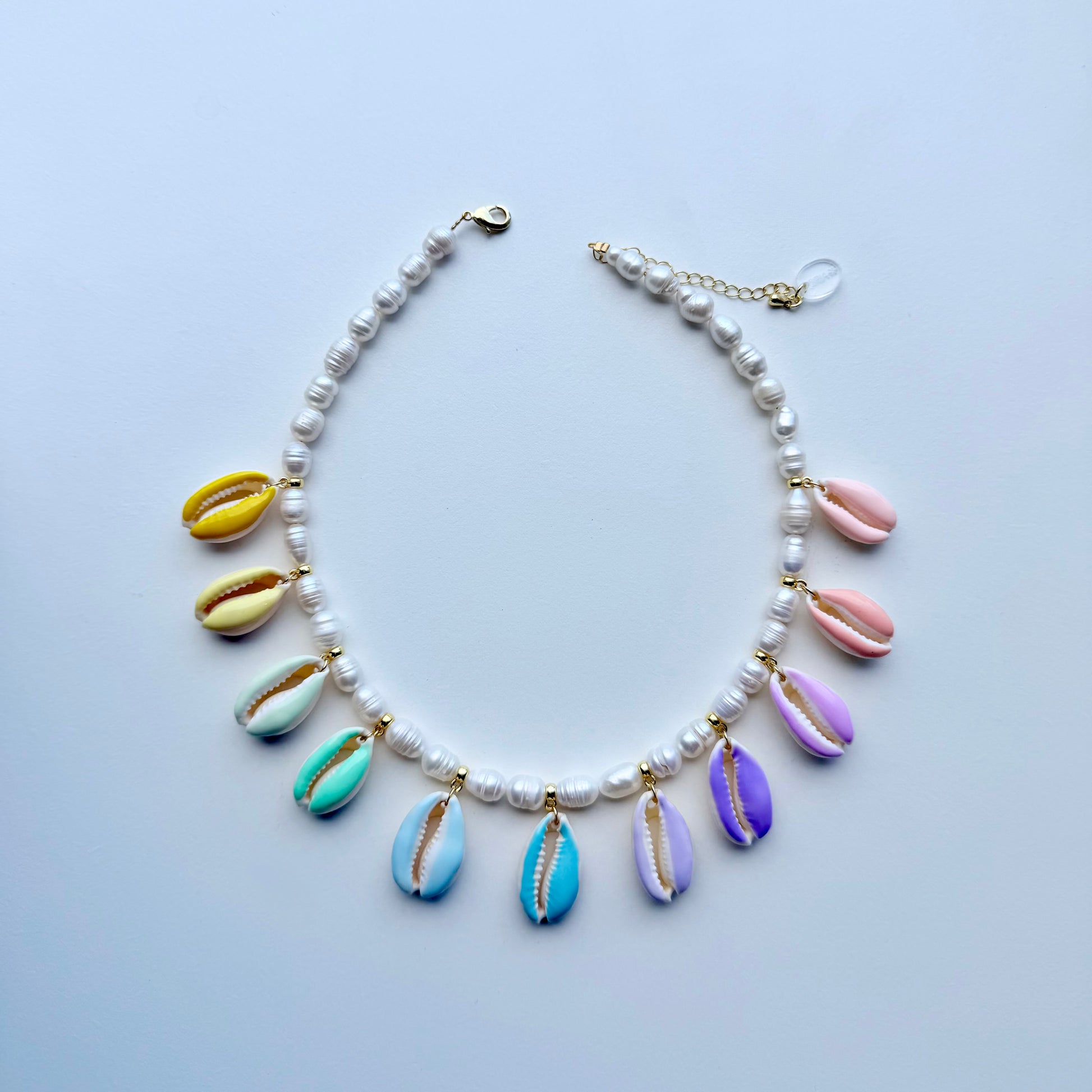 Collier Citron Sorbet avec coquillage peint à la main